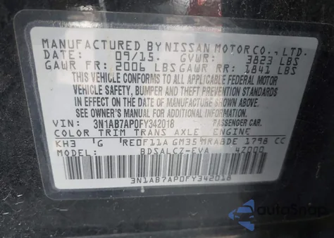 2015 Nissan Sentra S from USA, damaged, VIN 3N1AB7AP0FY342018